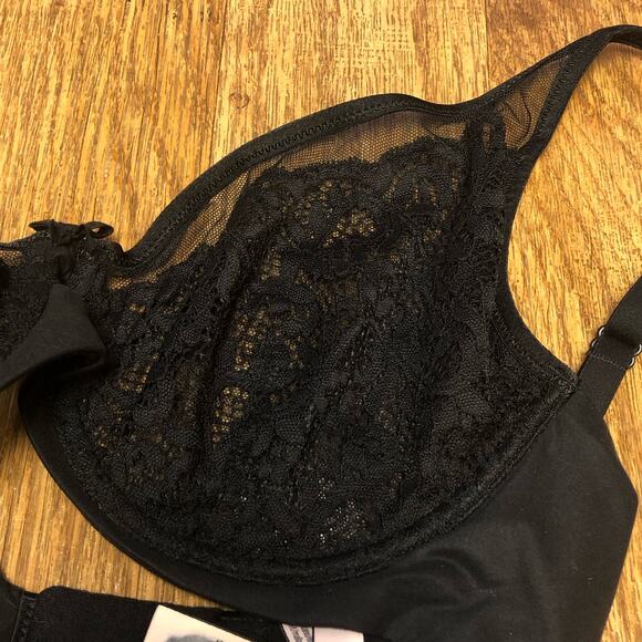NWOT Body by Victoria Victoria’s Secret Black Lace Unlined Lace Demi Bra 34DD - Picture 5 of 14
